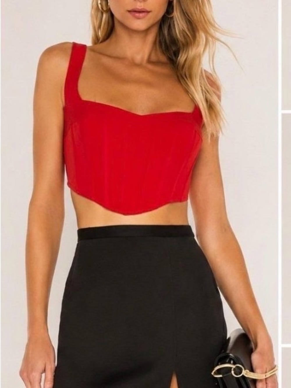 Bardot Red Corset Bustier Top Zipper Sz XL